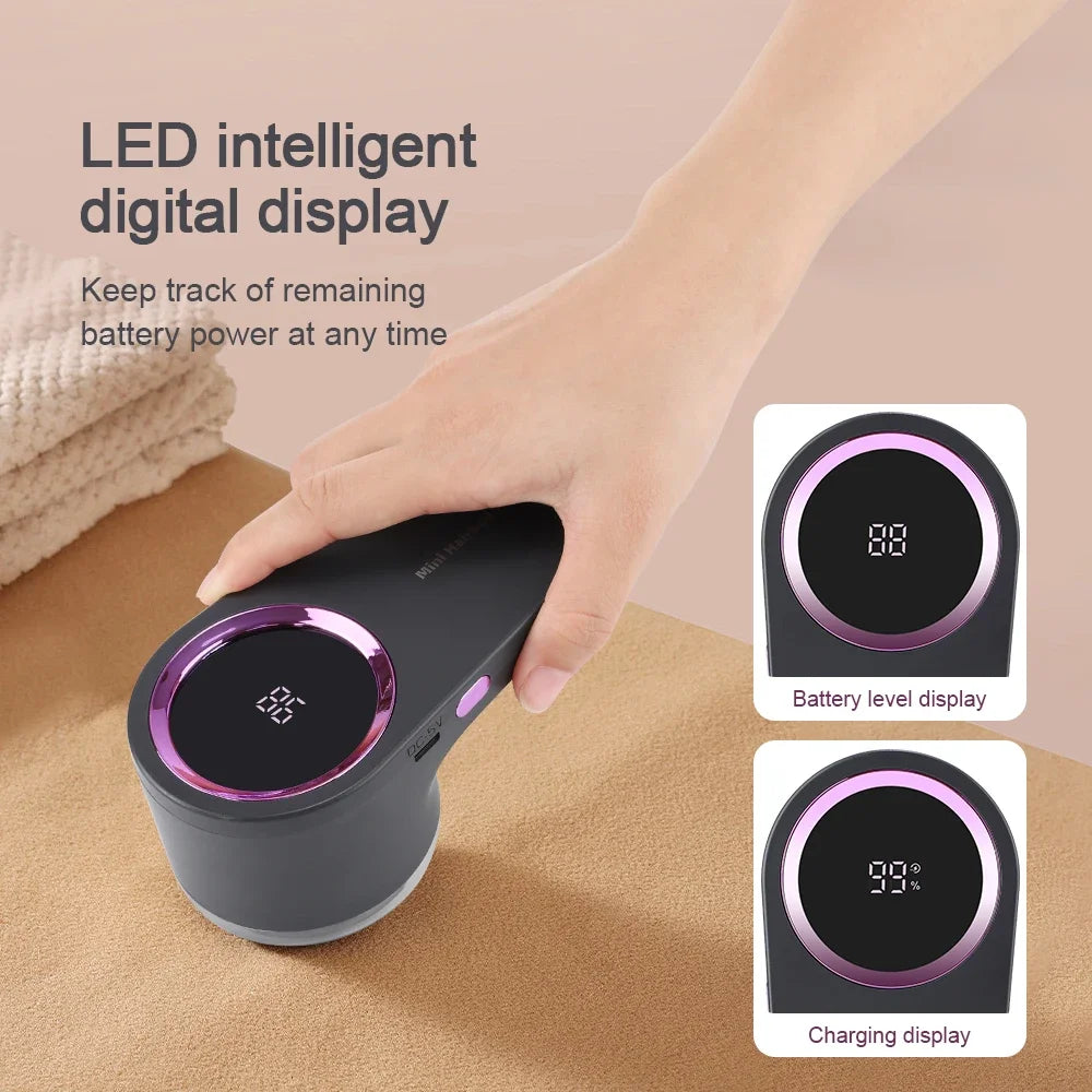 مزيل الوبر الذكي من الأقمشة - ماكينة حلاقة قابلة لإعادة الشحن مزودة بشاشة LED